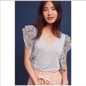 Anthro lavender/flower top